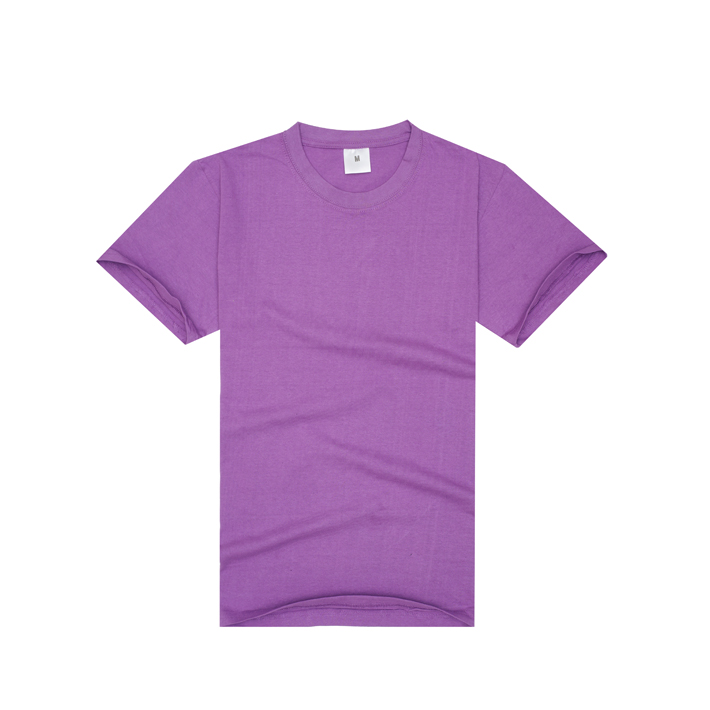 2014新款纯棉紫色圆领T恤衫