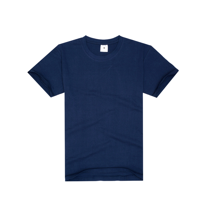 180g纯棉藏蓝色圆领广告T恤衫